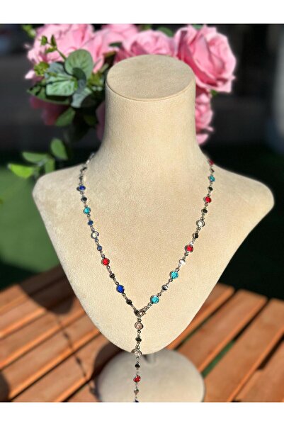 LUMA BUTİK&AKSESUAR KADIN Y MODEL RENKLİ TAŞLI KOLYE