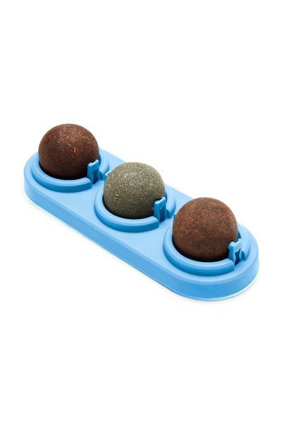 Teno Teno® Cat Toy, triple roll of matted grass, adhesive, 360 degree rotation, blue