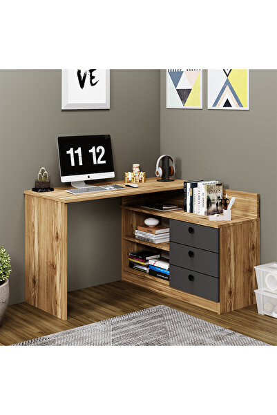 Kalender Dekor Duygu Çekmeceli Raflı Çalışma Masası Bilgisayar Masası Ofis Ma...