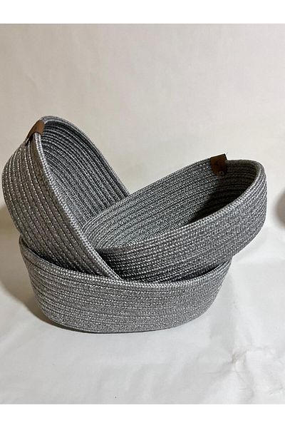 BEVEZ HOME 3-Piece Basket Set, Multi-Purpose Basket, Bathroom and Kitchen Organizer Triple Oval