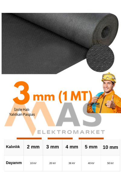 MASELEKTROMARKET İzole Halı Yalıtkan Paspas 3mm 1×1 (1MT) İZOLE PASPAS ELEKTR...