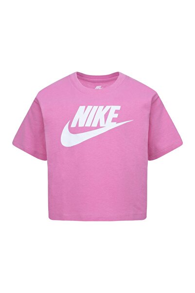 Nike تي شيرت مربع بأكمام قصيرة ورسومات من مزيج القطن - ماجيك فلامنجو