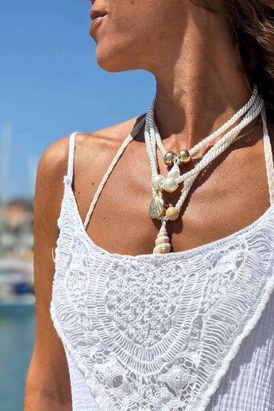 Güneşkızı Stylish 3-Piece Objected Cord Design Necklace