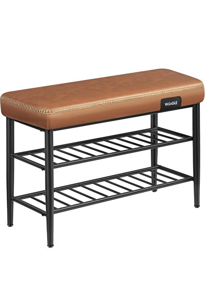 VASAGLE Banchetă pentru pantofi 80x30x50 cm, cu rafturi și șezut tapițat, oțe...