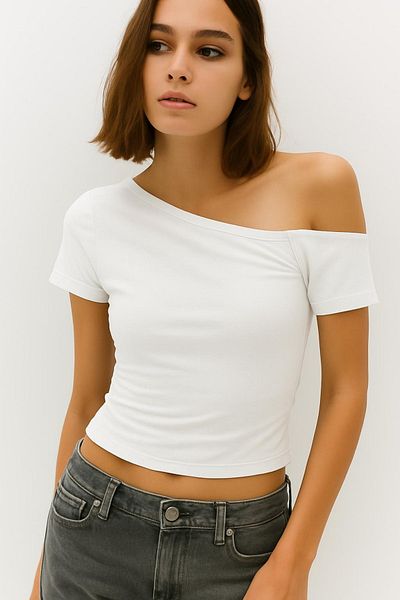 HAKKE Drawstring Asymmetric Collar Stretchy Knitted Bluz