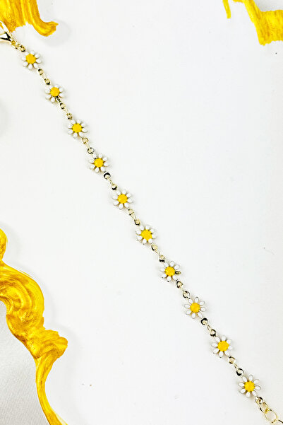 Fubena Yerli Üretim 14K Altın Kaplama 2094 Papatyalı İnce Bileklik