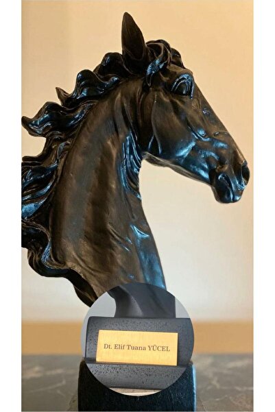 Mirsa Global Kişiye Özel İsim Veya Markanızı Yazılabilir Dekoratif At Kafası Büst Büyük Boy Heykeli Kaideli