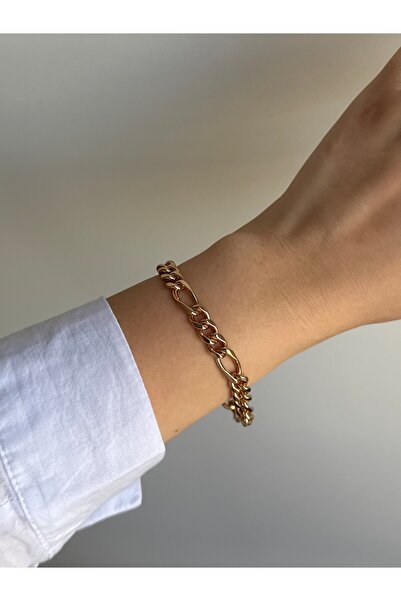 Owentis سوار فيجارو من الفولاذ الوردي والذهبي - لا يسبب التلطيخ -