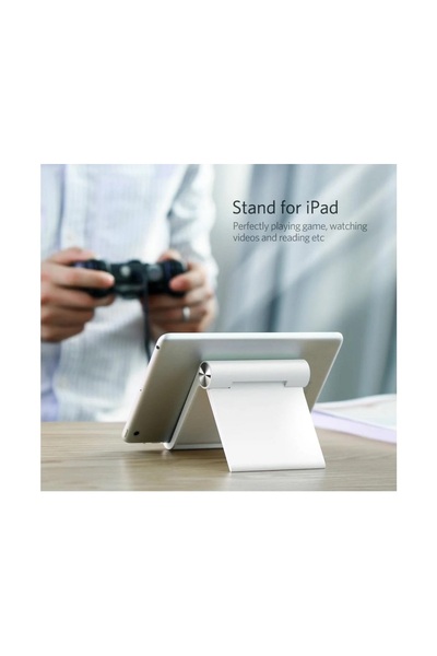 Ugreen حامل تابلت قابل للطي - حامل تابلت عالمي قابل للتعديل، أبيض