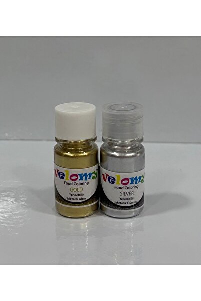 velomy 2'li SET ALTIN + GÜMÜŞ Metalik Yenilebilir Gıda Sim (4gr)