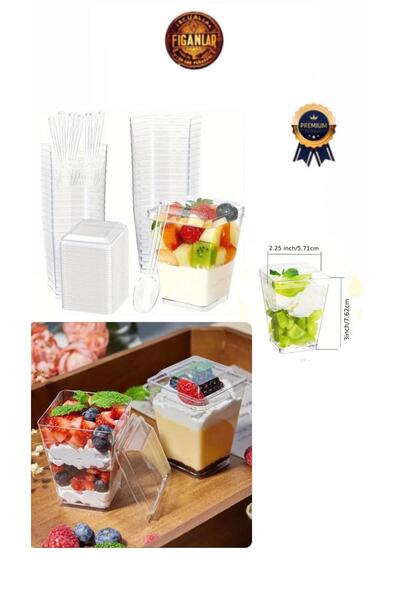 figanlar ambalaj 240cc 100 adet + KAPAKLI BÜYÜK BOY Prizma Tatlı Kasesi, Magnolya kasesi ,Mika Plastik Tatlı Kase