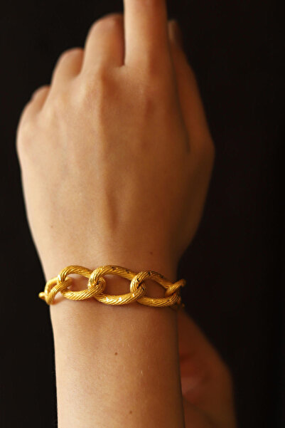 GÜLENLER ALTIN 22 Ayar Altın Zarif Tasarım Çift Zincirli Samanyolu Bileklik