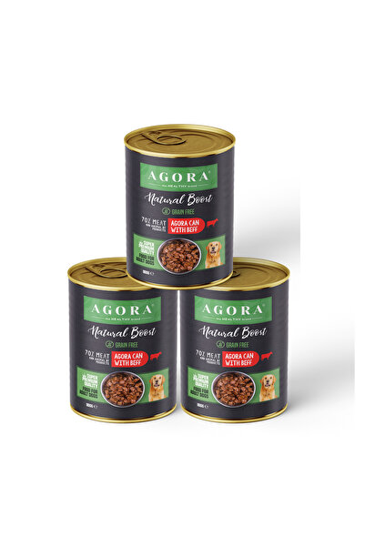 Agora Conserve premium câini cu vită 3x800g, GrainFree