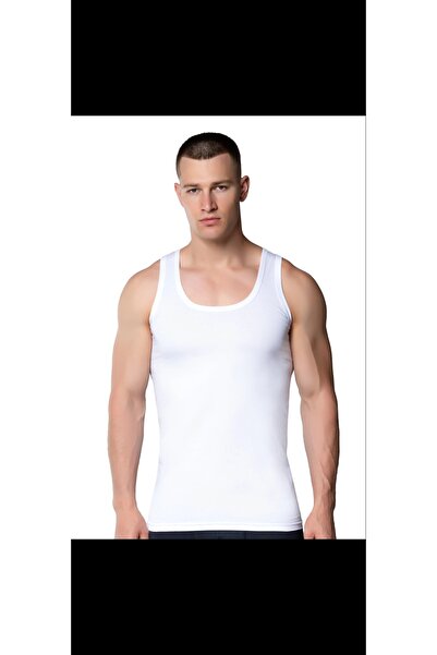 GÜMÜŞ Men's Wide Strap 6 Pack White Undershirt