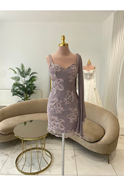 Mergen İŞLEME KISA ABİYE ELBİSE