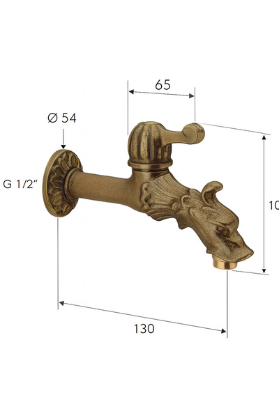 remer Rubinetterie 202LE garden faucet, vintage design, wall mounting, lever operation