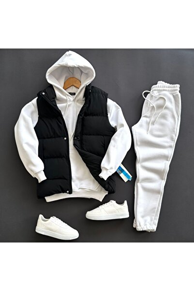 THEGENTMAN بدلة رياضية للرجال مكونة من 3 خيوط مع سترة قابلة للنفخ (قماش منتفخ ناعم)