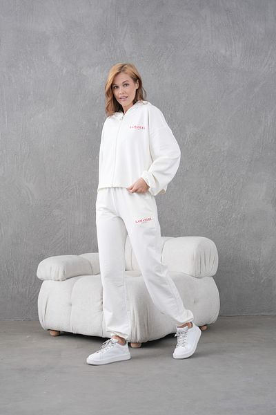 Lamanuel Zippered Adjustable Elastic Printed Hooded Tracksuit Set
