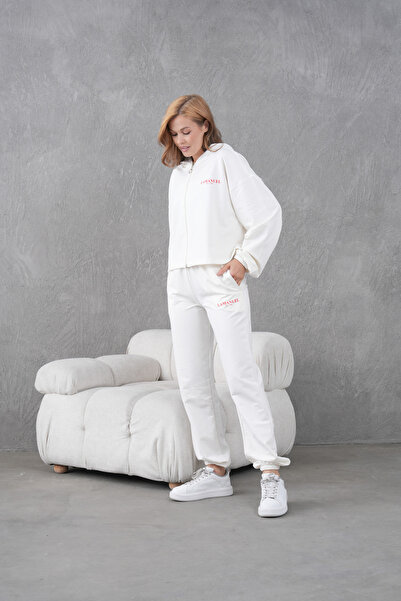 Lamanuel Zippered Adjustable Elastic Printed Hooded Tracksuit Set