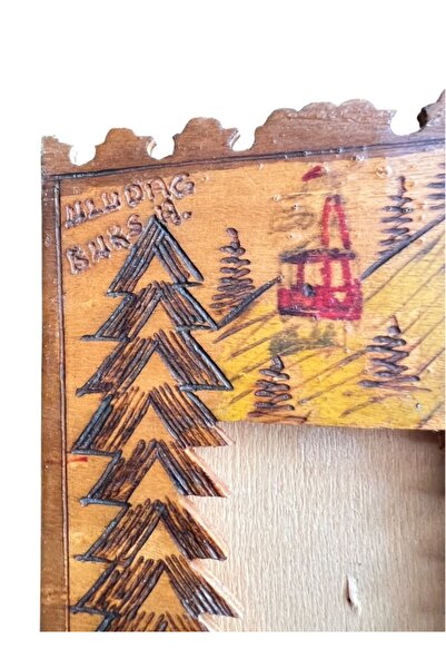 onyyapim Bursa Uludağ Written, Cable Car Visual – Vintage Burning/Sculpted Photo Frame (1970S)