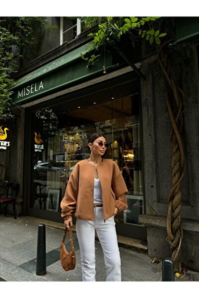 ELLA Cashmere Zippered Jacket - Beige