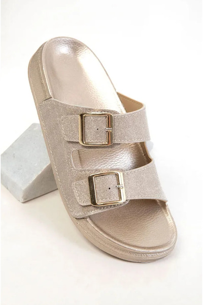 Cozi company Summer Women's Orthopedic Slippers with Glitter Detail, Double Buckle, Soft Sole Slippers