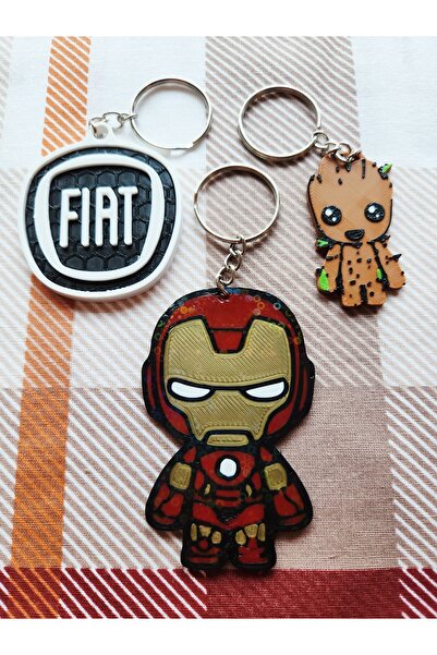 altindals. مجموعة سلسلة مفاتيح فيات، آيرون مان، جروت مكونة من 3 قطع، طباعة ثل...