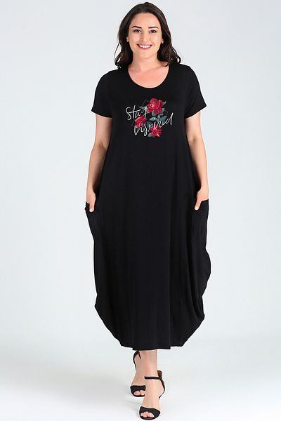 Curvy Trend Plus Size Stay Inspired Printed Jumbo Short Sleeve Dress