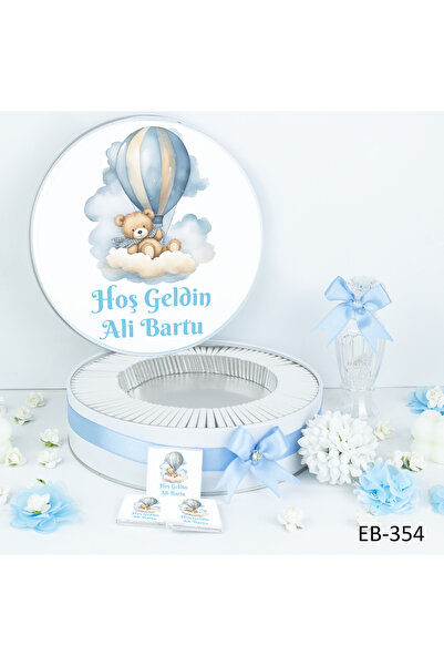 ARY Hediyelik 100 Adet İsme Özel Uçan Balonlu Erkek Bebek Çikolatası