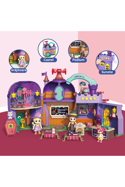 LUDIRO Castel interactiv cu sunete, Academia Vrajitorilor, 3 figurine, 25, 5x...