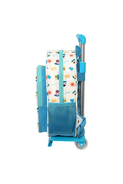 Baby Shark School Rucksack with Wheels Baby Shark Surfing Blue White 26 x 34 x 11 cm