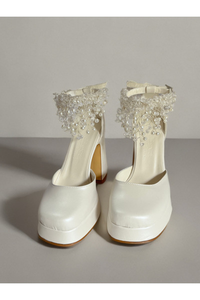 Felisya Butik Color Pearl Stone Platform Heeled Evening Dress Shoes 10Cm-Feli̇syabuti̇k