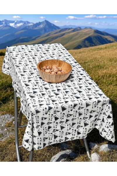 Exve Exclusive Navy Blue Camping Caravan Printed Cotton Woven Eco-Friendly Camping Caravan Tablecloth 150 cm