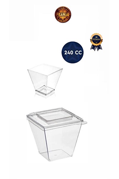 figanlar ambalaj 240cc 10 adet + KAPAKLI BÜYÜK BOY Prizma Tatlı Kasesi, Magnolya kasesi ,Mika Sert Plastik Tatlı Kase