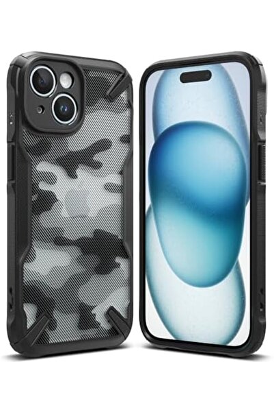 Ringke غطاء حماية لجهاز iPhone 15 Plus | سلسلة Fusion-X | أسود مموه