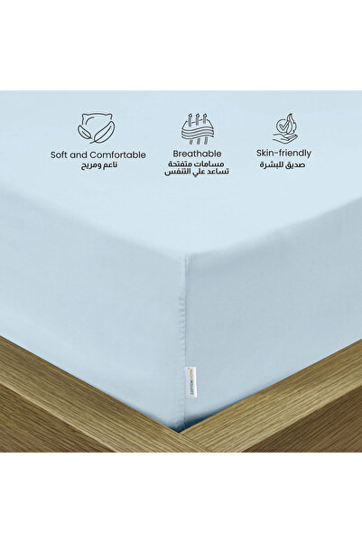 COTTON HOME Supersoft 1 Piece Fitted Sheet 160x200+30cm Double Size Bed Sheet Deep Pocket Design for Secure Fit