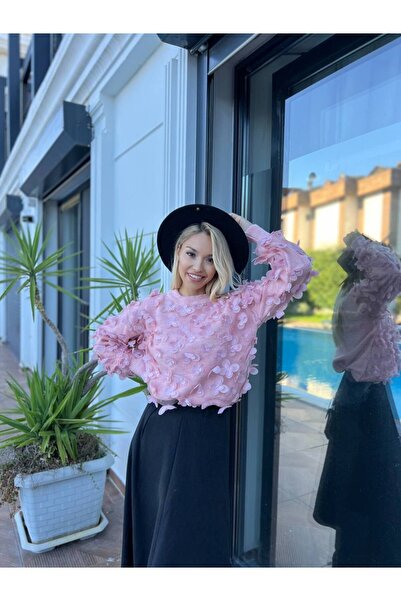 For Angels Πλεκτό πουλόβερ με αξεσουάρ λουλουδιών με δαντέλα