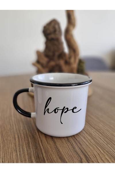 DİLAHOME Hope Written Black and White Porcelain Mug – Motivational and Gift Design