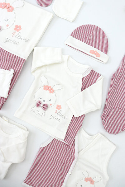 Sitilin Baby Girl Rabbit Newborn Embroidered Kanabici Fancy 10 Piece Hospital Release Stl7088