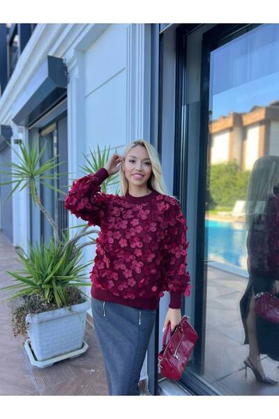 For Angels Flower Accessory Lace Trimmed Knitwear Sweater