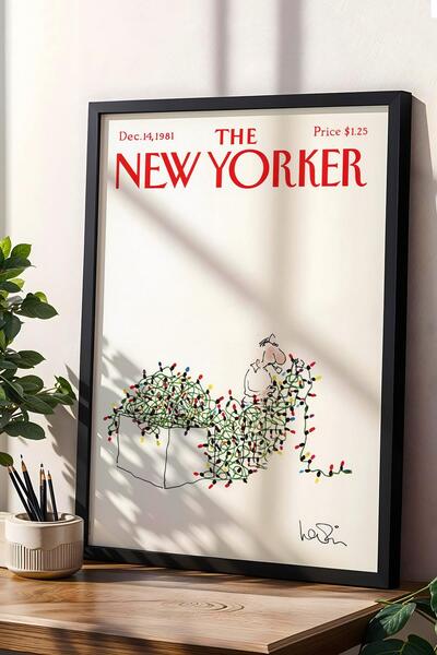 Saturn The New Yorker Framed Painting December 14 1981 - New Year's Lights Painting
