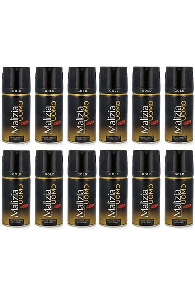 Malizia Uomo Deodorant Gold Body Spray 150ml (Pack of 12)