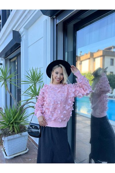 For Angels Flower Accessory Lace Trimmed Knitwear Sweater