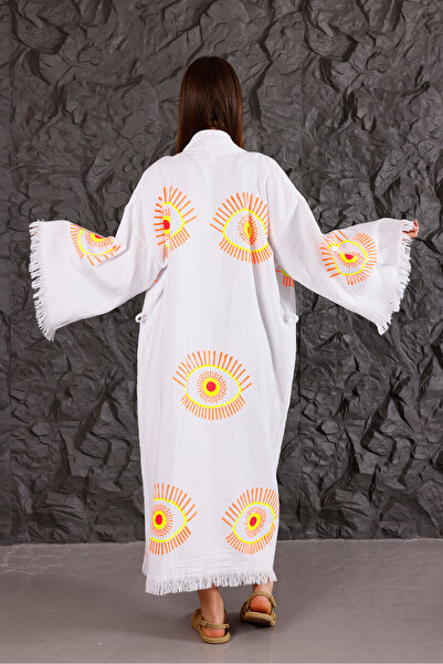 Befera Design Муслінове кімоно 100% бавовна з принтом для очей халат з візерунком халат кафтан халат