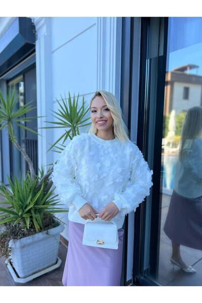 For Angels Flower Accessory Lace Trimmed Knitwear Sweater