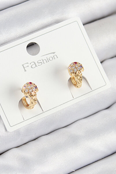 Epilons Brass Zircon Stone Ice Cream Model Gold Color Children's Earrings - T...