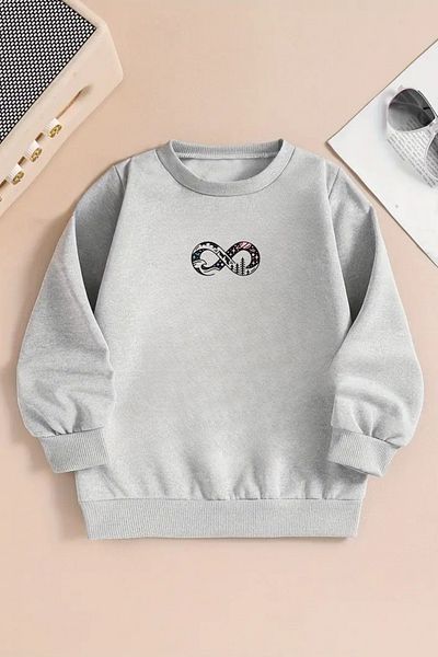 Sweetline Unisex Endless Nature Printed Gray Crew Neck Sweatshirt-Winter Embossed Fabric