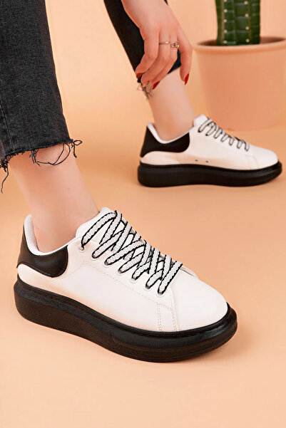 Baybonza حذاء لويس كوستا LC107 أبيض خلفي أسود ST برباط للنساء