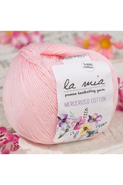 TİCARETSEPETİM La Mia Mercerized Cotton Light Pink Hand Knitting Yarn - 4 - 33599