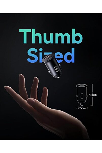 iniu Car Charger, 60W 5A 2-Port (USB-C + USB-A) PD & QC3.0 Fast Mini Car Charger